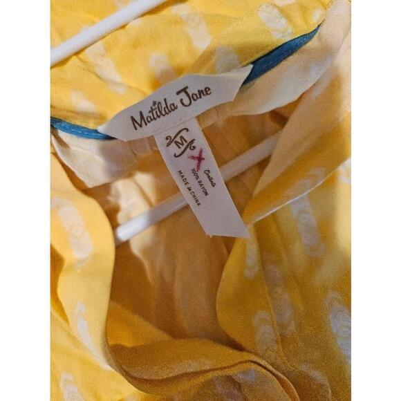 Matilda Jane Top Blouse Women's Size Medium Yellow Spring Bell Sleeves - Picture 6 of 12